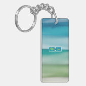 Custom Name Abstract Watercolor Ocean Horizon Art  Sleutelhanger (Voorkant Links)