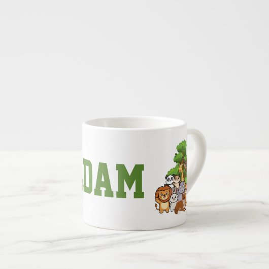 Custom Name Adam Safari Animals Espresso Mug Kop (Voorkant rechts)