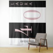 Custom Name & Age Banner Black Pink White Birthday Wandkleed (In situ)