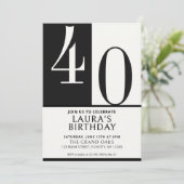 Custom Name & Age Birthday Invite, Black and White Kaart (Staand voorkant)