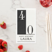 Custom Name & Age Black and White Birthday Servet (Insitu)