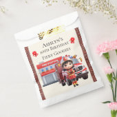 Custom Name & Age Cute 3D Firefighter Girl Bedankzakje (Gezegeld)