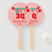 Custom Name & Age, Happy Birthday Handwaaier (Voorkant en achterkant)