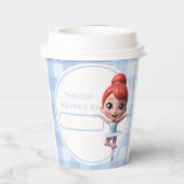 Custom Name & Age Reusable Blue Ballerina Birthday Papieren Bekers (Achterkant)
