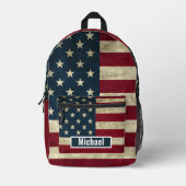 Custom Name American Flag Boys Backpack Bedrukte Rugzak (Voorkant)