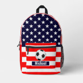 Custom Name American Flag Football Boys Backpack Bedrukte Rugzak (Voorkant)