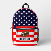 Custom Name American Flag Football Boys Backpack Bedrukte Rugzak (Voorkant)