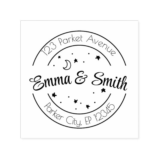 Custom Name and Address Starry night Zelfinktende Stempel (Design)