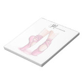 Custom Name and Initials Ballet Pointe Notepad Notitieblok (Linkerzijde)