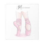 Custom Name and Initials Ballet Pointe Notepad Notitieblok (Voorkant)