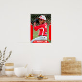 Custom Name and Photo Red Sports Poster (Keuken)