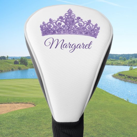 Custom Name and Pretty Purple Crown  Golfheadcover