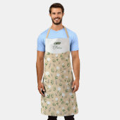 Custom Name Apron – Vanilla Floral Print Schort (Gedragen)