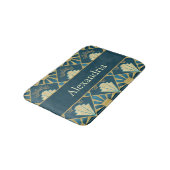 Custom Name Art Deco Teal & Gold Luxe Badmat (Gekanteld)