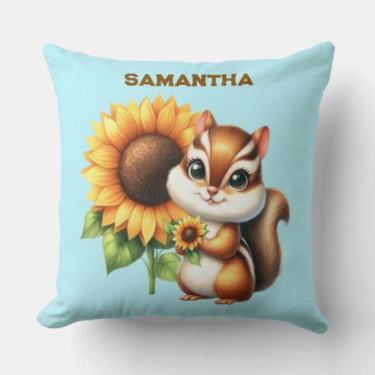 Custom Name Autumn Chipmunk Pillow Kussen (Voorkant)