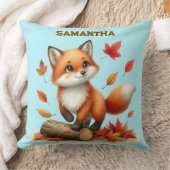 Custom Name Autumn Fox Pillow Kussen (Deken)