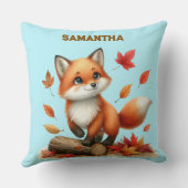 Custom Name Autumn Fox Pillow Kussen (Achterkant)