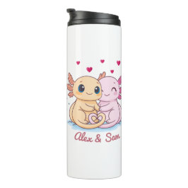 Custom Name Axolotl Valentine Thermal Tumbler Thermosbeker