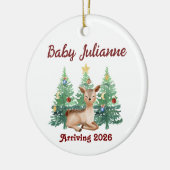 Custom Name Baby Announcement Deer Christmas Keramisch Ornament (Links)