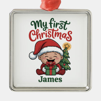 Custom Name Baby’s First Christmas Metalen Ornament