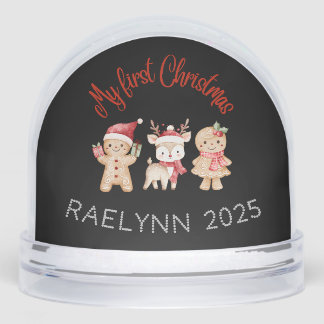 Custom Name Baby’s First Christmas Snow Globe Sneeuwbol