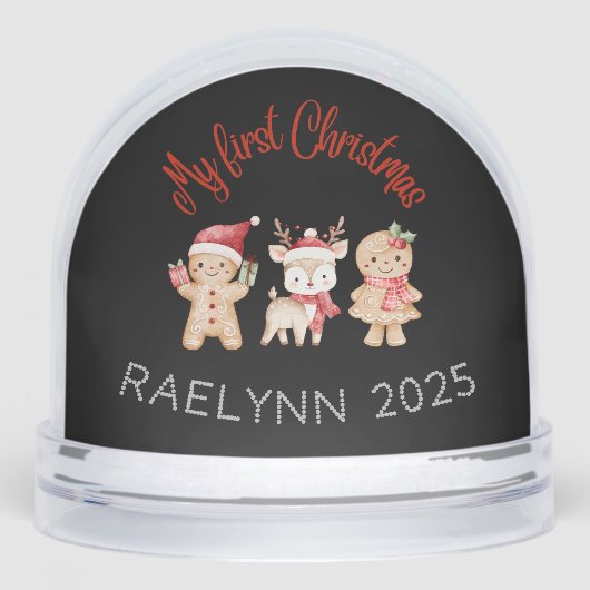 Custom Name Baby’s First Christmas Snow Globe  Sneeuwbol (Voorkant)