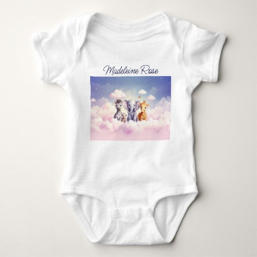 Custom Name Baby Zebra met al zijn vrienden Romper (Voorkant)