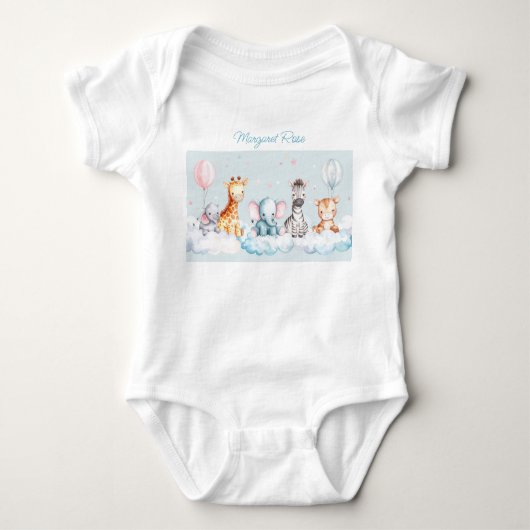 Custom Name Baby Zebra met al zijn vrienden Romper (Voorkant)