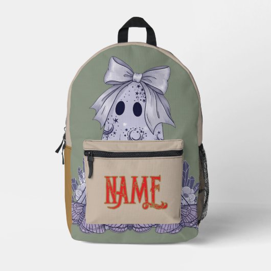 Custom Name Back to School Cute Ghost Bedrukte Rugzak (Voorkant)