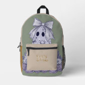 Custom Name Back to School Cute Ghost Bedrukte Rugzak (Voorkant)