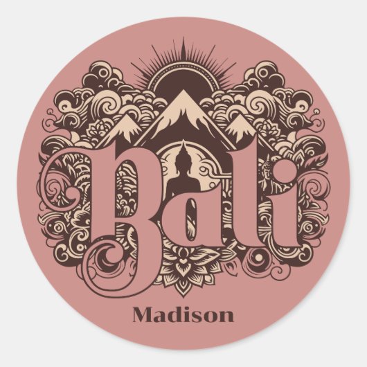 Custom Name Bali Ronde Sticker (Voorkant)