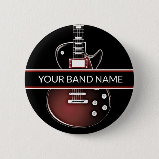 Custom Name Band Merch Gitaar Rock en Roll Pin Ronde Button 5,7 Cm (Voorkant)