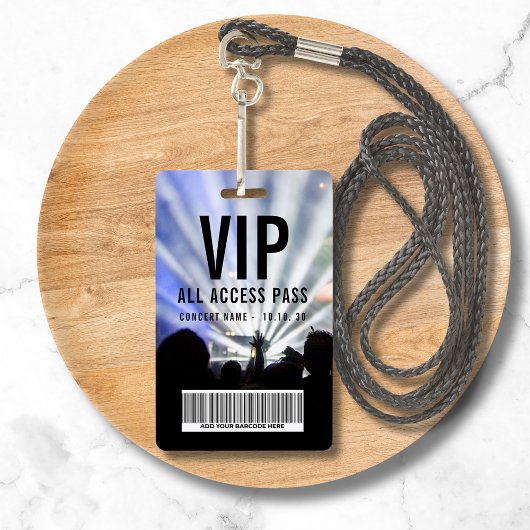 Custom Name Barcode VIP All Access Pass Concert Badge