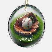 Custom Name Baseball Faux Glass‑Orb Look Keramisch Ornament (Links)