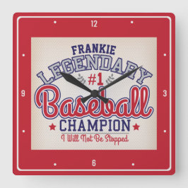 Custom NAME Baseball Player Sportteam Champion Vierkante Klok