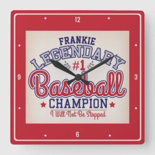 Custom NAME Baseball Player Sportteam Champion Vierkante Klok