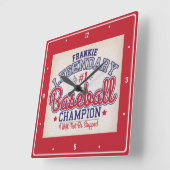 Custom NAME Baseball Player Sportteam Champion Vierkante Klok (Hoek)