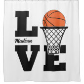 Custom Name Basketball Love Douchegordijn (Voorkant)