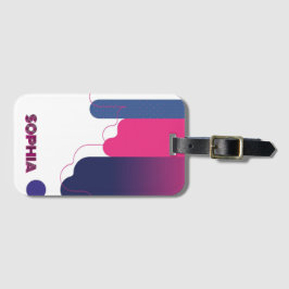 custom name BAUHAUS PINK WHITE DOTS PURPLE Bagagelabel