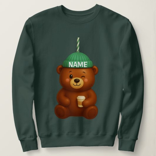 Custom Name Bearista | Personalized Barista Bear | Trui (Design voorkant)