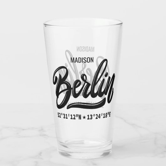 Custom Name Berlin Germany Coordinates Glas (Achterkant)