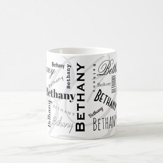 Custom Name Bethany Black White Coffee Mug Koffiemok (Center)