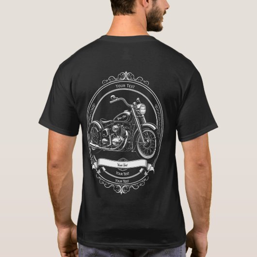 Custom Name Biker Skull Retro Motorcycle T-Shirt (Achterkant)