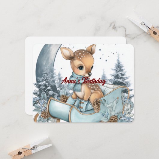 Custom Name Birthday Invitation | Cute Design Kaart (Voorkant / Achterkant in situ)