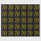 Custom Name Black And Gold Text 70th Birthday   Cadeaupapier (Vlak)