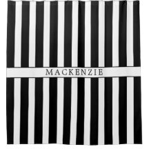 Custom Name Black and White Vertical Striped