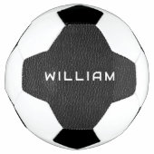 Custom Name Black Leather Finish Texture Voetbal (Voorkant)