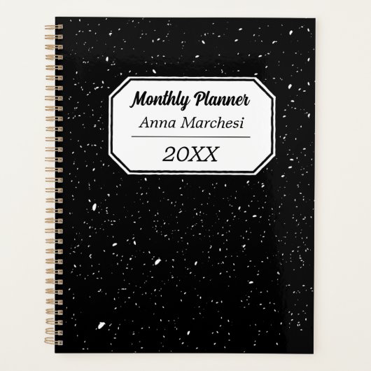 Custom Name Black & White Checkered Planner (Voorkant)