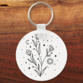 Custom Name Black & White Floral Keychain Gift (Achterkant)