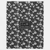 Custom Name Blanket Elegant Wildflower Black White Fleece Deken (Voorkant)